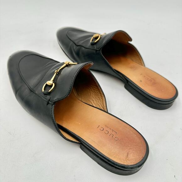 GUCCI Princetown Horsebit Black Leather Mules Loafers Slip On EU 39 US 9 - Picture 9 of 12